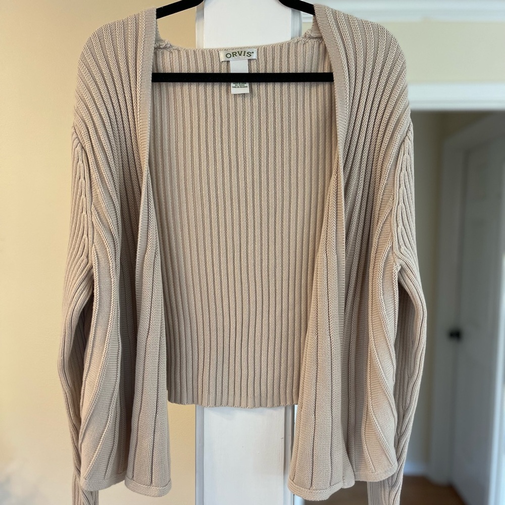 Orvis Women's Ribbed Cotton Open Front Cardigan – Size Large